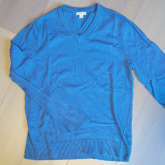 Merona Men's Blue V-Neck Sweater - Picture 1 of 3